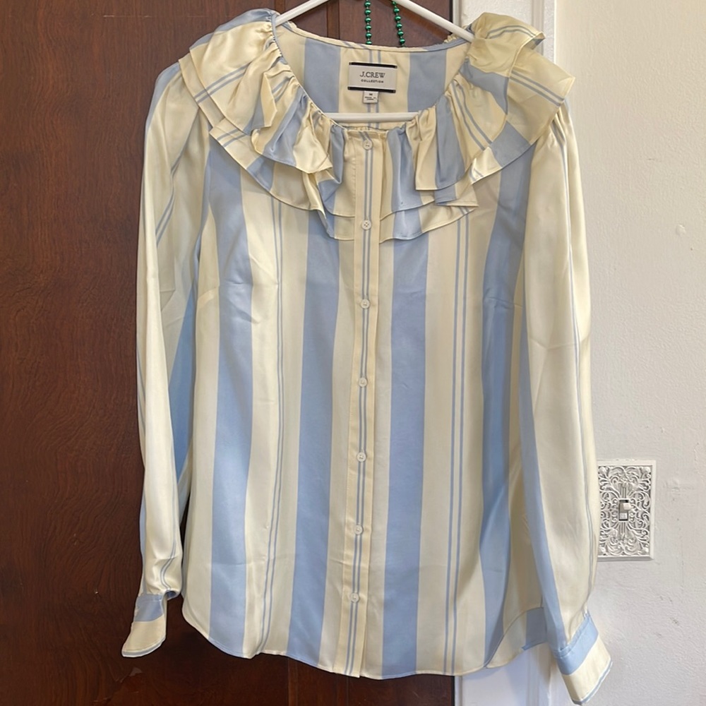 J. Crew Collection Silk Ruffle Blouse Medium